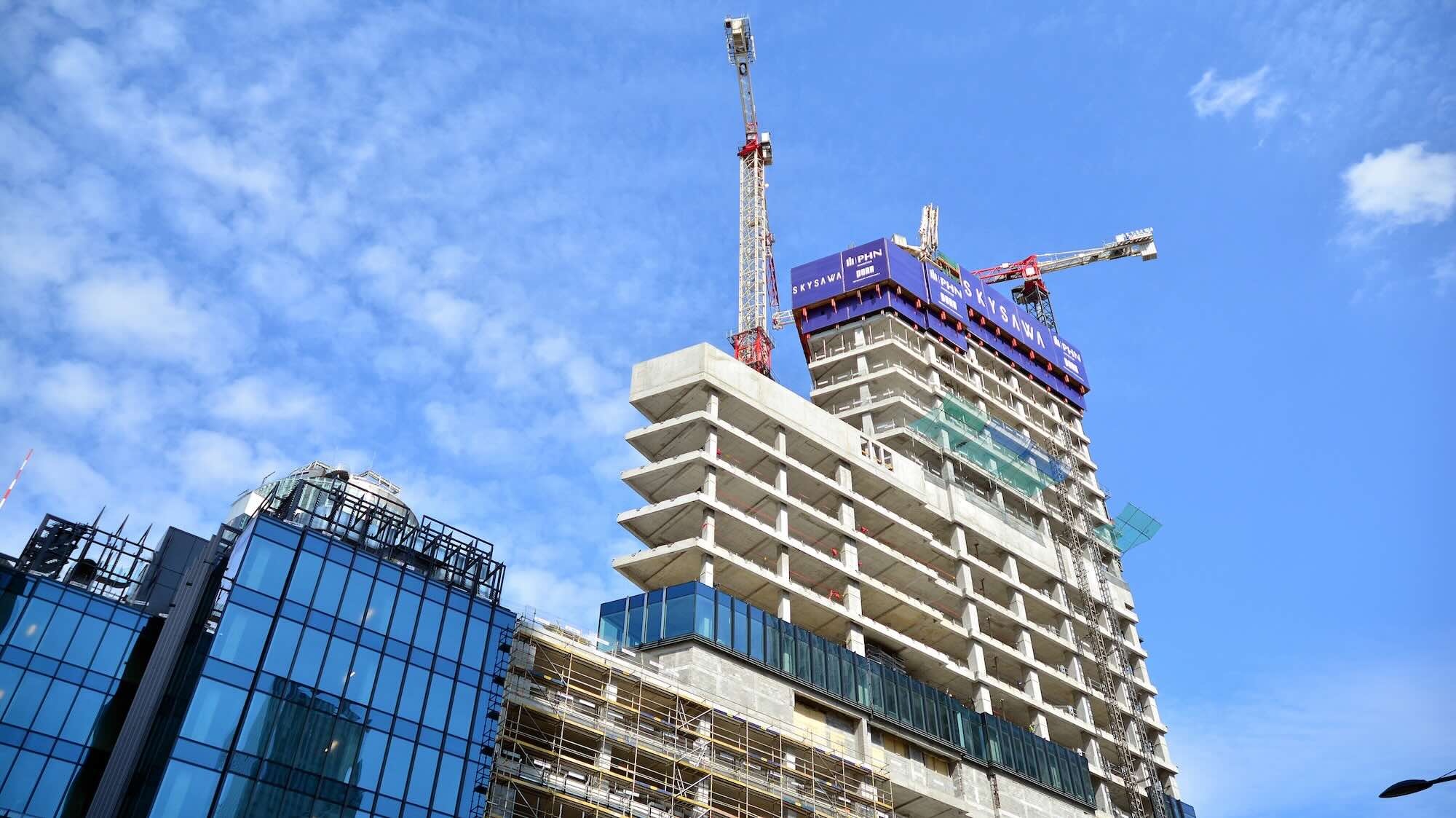 High-rise building under construction. Modern office building